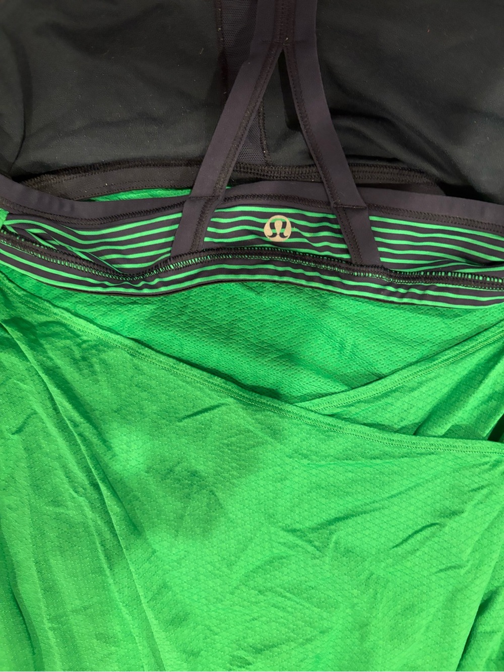 lululemon athletica Green and Black Muscle Tee